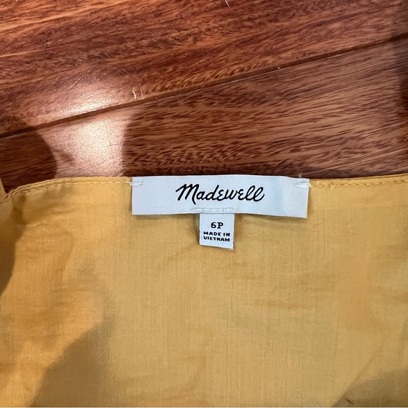 Madewell Button-Front Tiered Midi Dress in mustard yellow size 6p - Picture 9 of 11